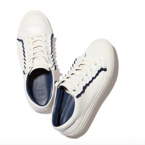 tory burch white leather ruffle sneakers - size 6